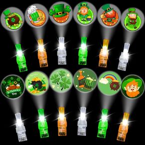 36Pcs St.Patricks Day Finger Lights Light Up Toys Led Glow Finger Lights Glow in The Dark Toys Bulk for Stocking Stuffers St.Patricks Gifts Classroom Prizes Goodie Bag Fillers Party Supplies
