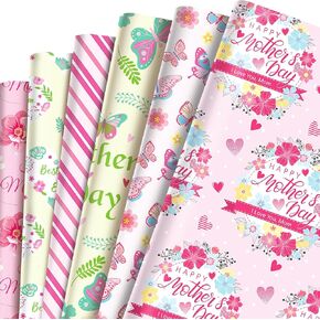 Ywdbzjhs 12 Sheets Mother's Day Wrapping Paper, 19.7 x 27.6 Inch Happy Mother's Day Gifts Wrap Paper Folded Flat Craft Wrapping Paper for Mother’s Day Gift Wrapping Party Supplies