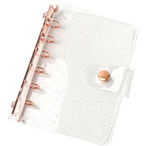 NatsumeBasics Glitter A7 Binder Cover Rose Gold 6 Rings Budget Bulders Leaf Leaf Plants Dollable Planner Shell Swerts Supplies (Rose Gold)