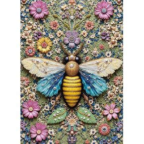 Floral Bee Jigsaw Puzzles 1000 Pieces, Ultra-Difficult Animal Plant Jigsaw Puzzles for Adults 1000 Pieces, Impossible Flower Bee Art Puzzle for Expert Puzzle Lovers, Unique Gift with Wall Decor