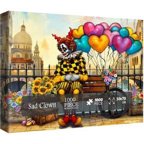 Mystery Joker Puzzles for Adults 1000 Pieces, Clown Flower Scenic Jigsaw Puzzles, Fantasy Floral Art Puzzles
