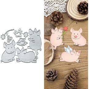 3pcs/Set Animal Pigs Frame Dies Cuts Metal Cutting Dies Cut Stencils for DIY Scrapbooking Album Decorative Embossing Paper Card Making