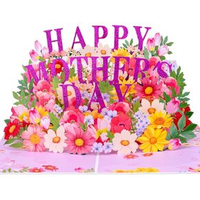 3D Happy Mothers Day Card ، مصنوع يدويًا - تغطية 100 ٪ معاد تدويرها وصديقة للبيئة ، 8 "× 6" - مع علامة ملاحظة