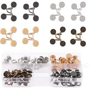 Tanstic 8 Sets 4 Colors Jean Button Pins Kit ، Pant Pant Trainener القابل للتعديل ، أزرار Jean الفورية ، أزرار Jean القابلة للفصل لا توجد خياطة متطلبة بالخصر للجينز (بندقية الأسود/الذهب/الفضة)
