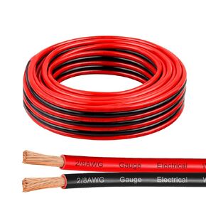 10AWG-10FT أسلاك كهربائية مجدولة من النحاس النقي باللون الأحمر/الأسود لمكبرات الصوت والسيارات والمقطورة وتطبيقات الاستريو والمسرح المنزلي