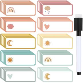 50pcs Boho Magnetic Dry Erase Name Name Tag Boho Rainbow Label Plate Nameplates اسم الملصقات للمسلسلات Whiteboard Locker Classroom Home Office ， 1.6 × 3.9 بوصة