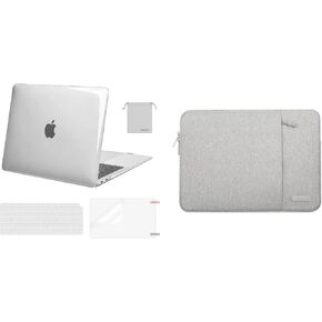MOSISO Plastic Hard Shell Case & Vertical Sleeve Bag Compatible with MacBook Air 13 inch 2021 2020 2019 2018 Release A2337 M1 A2179 A1932