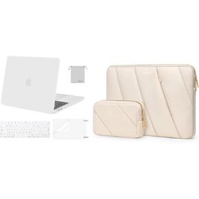 Mosiso متوافق مع MacBook Pro 13 بوصة الحالة M2 2024 ، 2023 ، 2022-2016 A2338 M1 A2251 A2289 A2159 A1989 A1708 A1706 ، غطاء وغطاء لوحة المفاتيح وغطاء المخزن والوحة المخزنة البلاستيكية ، White & Sand