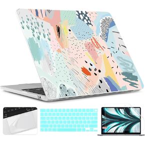 TWOLSKOO M2 MacBook Air 13.6 Inch Case 2022 A2681 Touch ID, Plastic Hard Shell Cover Screen Protector & Keyboard Cover & Trackpad Film MacBook Air 13 M2 2022, Artistic Floral (A2681 M2)