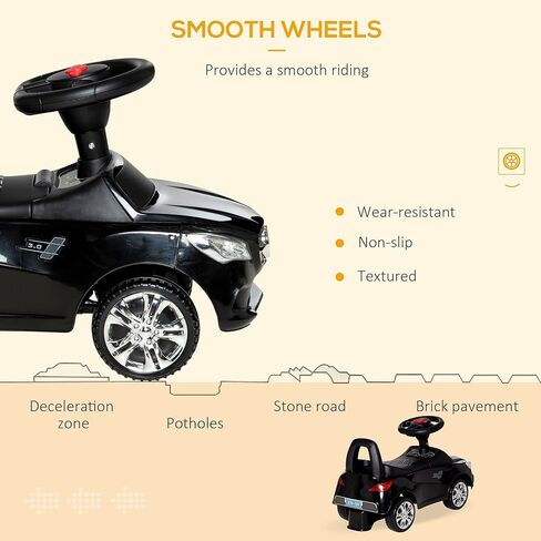 Aosom Kids Ride On Push Car, Foot-to-Floor Walking Sliding Toy Car for Toddler with Working Horn, Music, Headlights and Storage, Red in Kuwait
