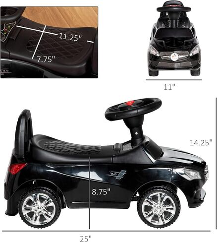 Aosom Kids Ride On Push Car, Foot-to-Floor Walking Sliding Toy Car for Toddler with Working Horn, Music, Headlights and Storage, Red in Kuwait