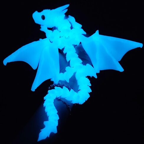 3D Printed Dragon with Wings,3D Printed Animals Toys, Fidget Dragon Toys, Flexible Articulated Winged Crystal Dragon Model,Desktop Pet Deco, Stocking Stuffers (Rainbow-WhiteBlue) in Saudi Arabia