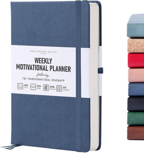 Beechmore Books Motivational Weekly Planner Notebook - Organizer Journal with Transformational Road Map for Self-Reflection & Tracking Goals - Gift Box, Pen Holder, Instruction Booklet - 248 Pages in Kuwait