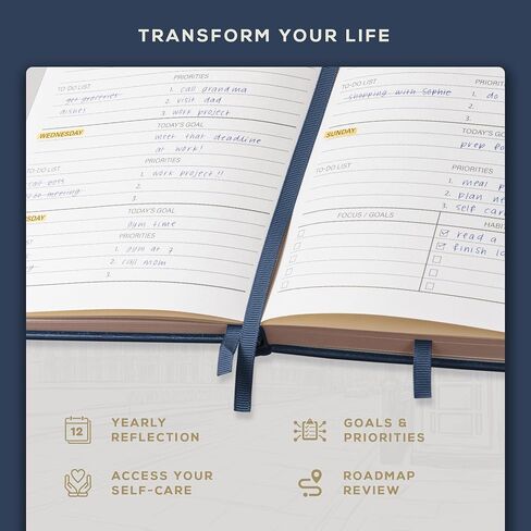 Beechmore Books Motivational Weekly Planner Notebook - Organizer Journal with Transformational Road Map for Self-Reflection & Tracking Goals - Gift Box, Pen Holder, Instruction Booklet - 248 Pages in Kuwait