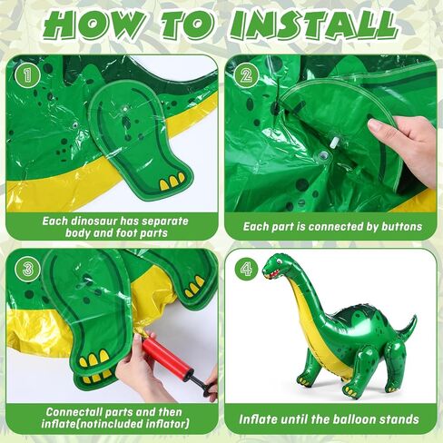 Vinsot 8 Pack 39" Giant Inflatable Dinosaur Toy for Birthday Party Decorations 3D Dinosaur Balloons Self Standing Dino Aluminum Foil Balloons for Garden Jungle Party Gift Photo Prop Supplies in Saudi Arabia