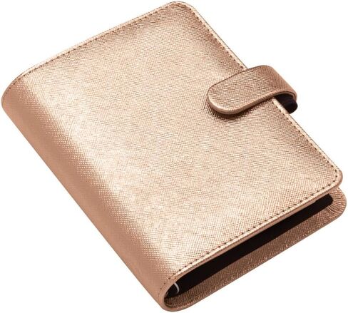 Filofax Saffiano Metallic Organizer, Pocket Size, Rose Gold - Cross-Grain, Leather-Look, Bright Metallic Finish, Six Rings, Week-to-View Calendar Diary, Multilingual, 2025 (C022626-25) in Saudi Arabia