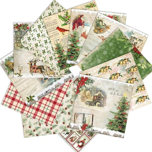 Vintage Scrapbook Paper Pad 6"*6"-Two of 12 Colors Frame Material Paper,Single-Sided Scrapbook CardStock Paper Pad for Holiday Cardmaking DIY Origami Decorative Craft Paper. (R2434, 6inch) in Kuwait