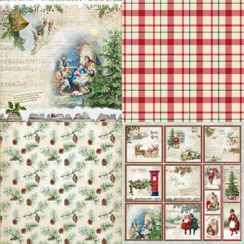 Vintage Scrapbook Paper Pad 6"*6"-Two of 12 Colors Frame Material Paper,Single-Sided Scrapbook CardStock Paper Pad for Holiday Cardmaking DIY Origami Decorative Craft Paper. (R2434, 6inch) in Kuwait