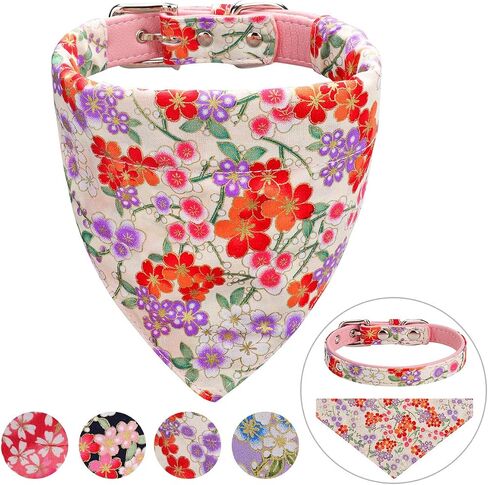 Vaburs Dog Collar and Dog Bandana, Pet Collar Fancy Dog Collar with Bandana for Small Medium and Large Dogs Adjustable(S-Pink) in Saudi Arabia