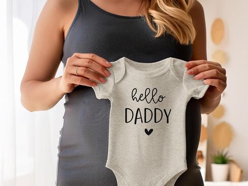 Hello Daddy Pregnancy Announcement For Husband - Surprise Gift For Dad-to-be (White) in Kuwait