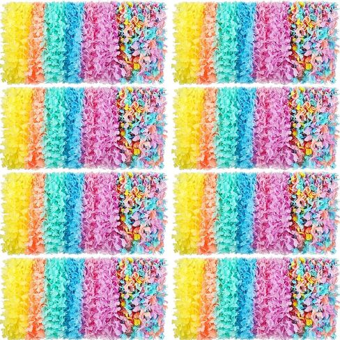 500 Pcs Hawaiian Leis Bulk Luau Leis Necklace Hawaiian Flower Tropical Floral Necklace for Kids Adults Luau Holiday Wedding Beach Birthday Party Supplies Decor Multi Color(Macaron Color) in Kuwait
