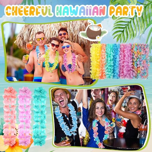 500 Pcs Hawaiian Leis Bulk Luau Leis Necklace Hawaiian Flower Tropical Floral Necklace for Kids Adults Luau Holiday Wedding Beach Birthday Party Supplies Decor Multi Color(Macaron Color) in Kuwait