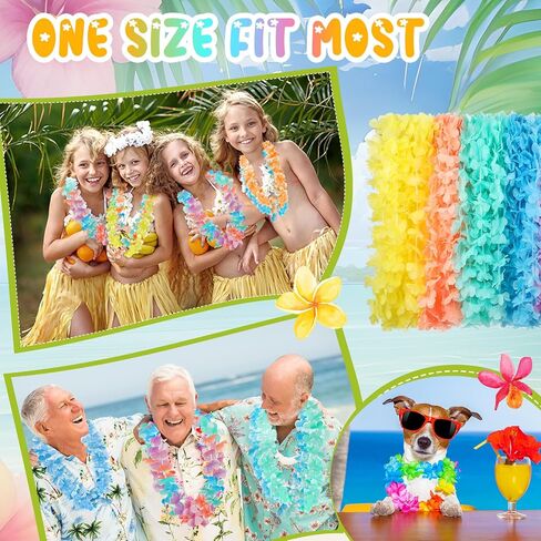 500 Pcs Hawaiian Leis Bulk Luau Leis Necklace Hawaiian Flower Tropical Floral Necklace for Kids Adults Luau Holiday Wedding Beach Birthday Party Supplies Decor Multi Color(Macaron Color) in Kuwait