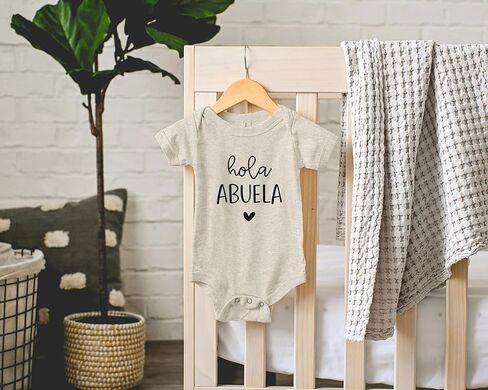 Hola Abuela Spanish Pregnancy Announcement Infant Bodysuit for Grandma - Abuelita Gift for New Baby Reveal! (Natural) in Kuwait