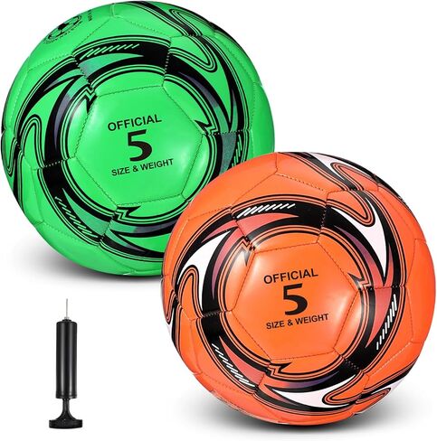 2 Pack Soccer Balls Size 5 Size 4 Size 3 Kids Soccer Ball Toddler Youth with Pump Official Soccer Ball for Teens Adult Game Training Operation Christmas Soccer Ball in Kuwait