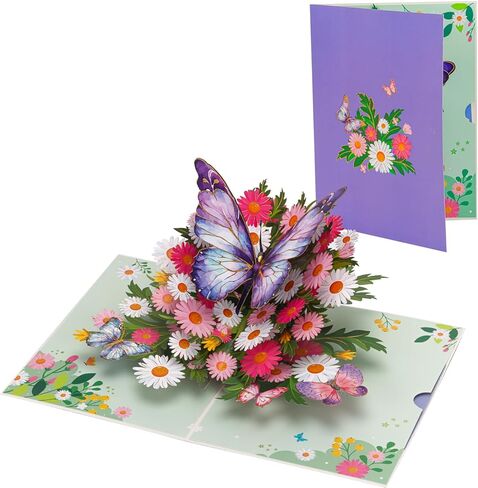 البطاقة المنبثقة مع تصميم الفراشة الأرجواني ، بطاقات عيد ميلاد الفراشة المصنوعة يدويًا مع مظاريف لعيد الميلاد ، والتفكير فيك ، عيد أم الذكرى السنوية طوال الوقت in Kuwait