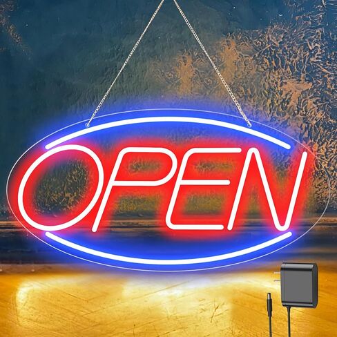 Led Neon Open Signs for Business,16.5"X 9" Open Signs, Powered by USB with ON/OFF Switch, Adjustable Bright Led Neon Open Sign for Bar Salon Coffee Stores Club Hotel (Blue/Red-Horizontal) in Saudi Arabia