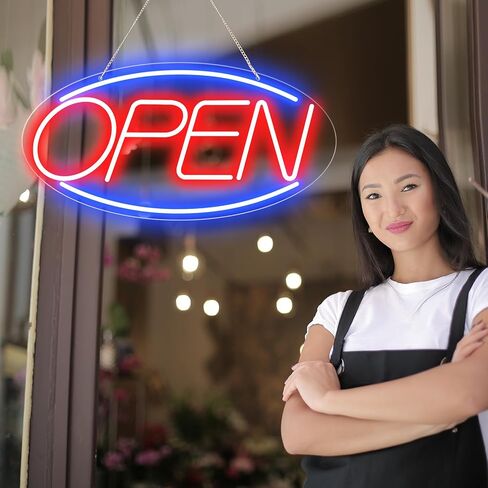 Led Neon Open Signs for Business,16.5"X 9" Open Signs, Powered by USB with ON/OFF Switch, Adjustable Bright Led Neon Open Sign for Bar Salon Coffee Stores Club Hotel (Blue/Red-Horizontal) in Saudi Arabia