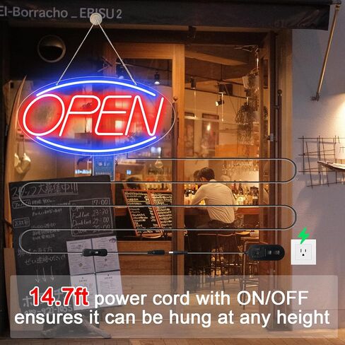 Led Neon Open Signs for Business,16.5"X 9" Open Signs, Powered by USB with ON/OFF Switch, Adjustable Bright Led Neon Open Sign for Bar Salon Coffee Stores Club Hotel (Blue/Red-Horizontal) in Saudi Arabia