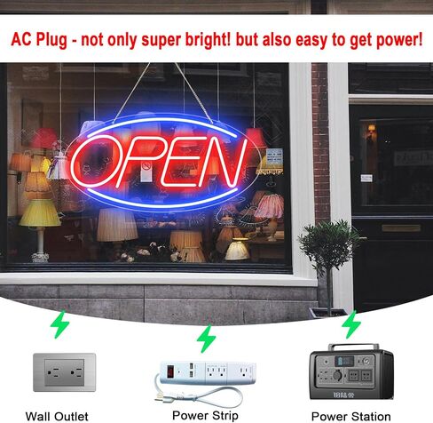 Led Neon Open Signs for Business,16.5"X 9" Open Signs, Powered by USB with ON/OFF Switch, Adjustable Bright Led Neon Open Sign for Bar Salon Coffee Stores Club Hotel (Blue/Red-Horizontal) in Saudi Arabia