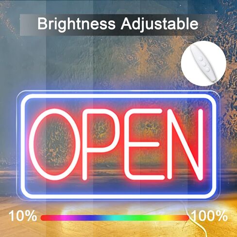 Led Neon Open Signs for Business,16.5"X 9" Open Signs, Powered by USB with ON/OFF Switch, Adjustable Bright Led Neon Open Sign for Bar Salon Coffee Stores Club Hotel (Blue/Red-Horizontal) in Saudi Arabia
