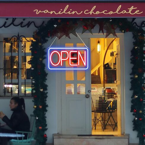 Led Neon Open Signs for Business,16.5"X 9" Open Signs, Powered by USB with ON/OFF Switch, Adjustable Bright Led Neon Open Sign for Bar Salon Coffee Stores Club Hotel (Blue/Red-Horizontal) in Saudi Arabia