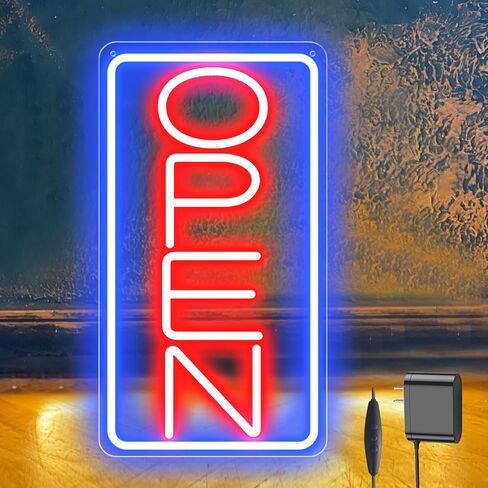 Led Neon Open Signs for Business,16.5"X 9" Open Signs, Powered by USB with ON/OFF Switch, Adjustable Bright Led Neon Open Sign for Bar Salon Coffee Stores Club Hotel (Blue/Red-Horizontal) in Saudi Arabia