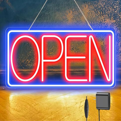 LED Neon Open Signs for Business ، 16.5 "× 9" العلامات المفتوحة ، مدعومة من USB مع مفتاح التشغيل/إيقاف التشغيل ، علامة Neon Open Bright القابلة للتعديل لبرنامج Salon Salon Coffee Club Hotel (Blue/Red Liprizontal) in Saudi Arabia