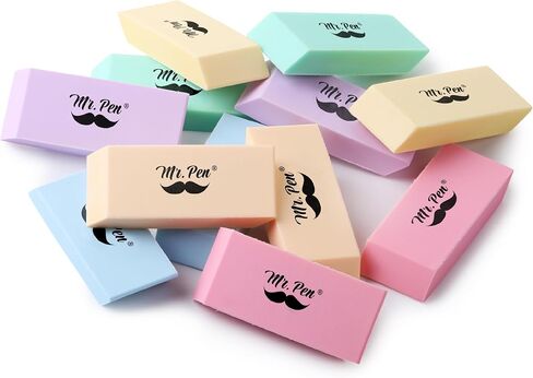 Mr. Pen- Erasers, 12 Pack, Green Pencil Eraser, Erasers for Pencils, Mr Pen Erasers, Erasers for School, Large Eraser, Block Erasers for School, Rubber Eraser, Large Erasers for School in Kuwait