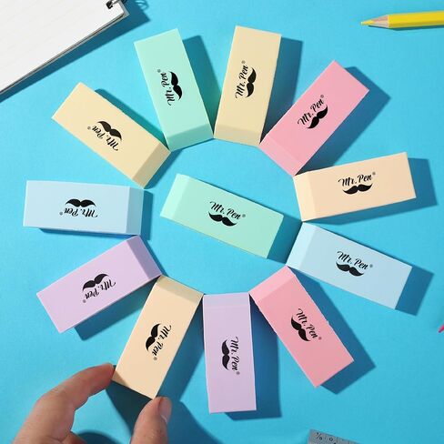 Mr. Pen- Erasers, 12 Pack, Green Pencil Eraser, Erasers for Pencils, Mr Pen Erasers, Erasers for School, Large Eraser, Block Erasers for School, Rubber Eraser, Large Erasers for School in Kuwait
