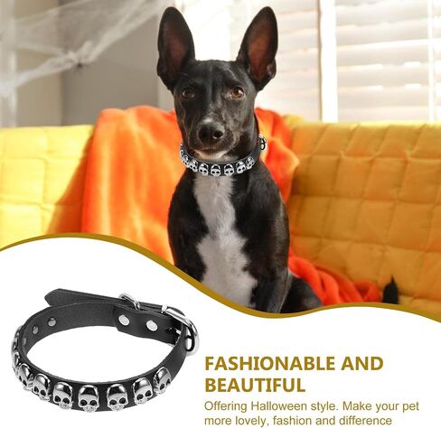POPETPOP Cat Collar Personalized: Halloween Animal Collar Black Skull Cat Choker Kitten Supplies with Buckle in Saudi Arabia