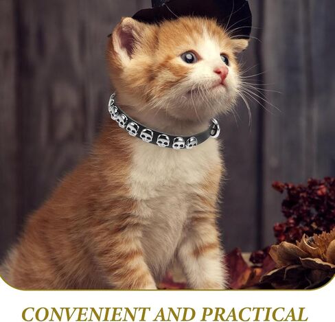 POPETPOP Cat Collar Personalized: Halloween Animal Collar Black Skull Cat Choker Kitten Supplies with Buckle in Saudi Arabia