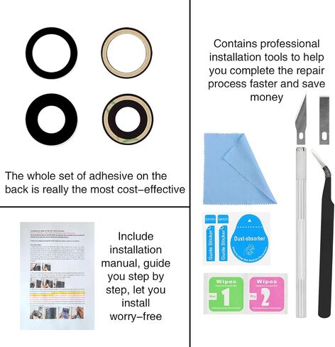 ASDAWN Back Rear Camera Lens Glass Replacement for iPhone 14 Pro Max 6.7 Inches with Pre-Installed Adhesive, ASDAWN Back Camera Lens Glass kit with Installation Manual + Repair Tool Set in Saudi Arabia