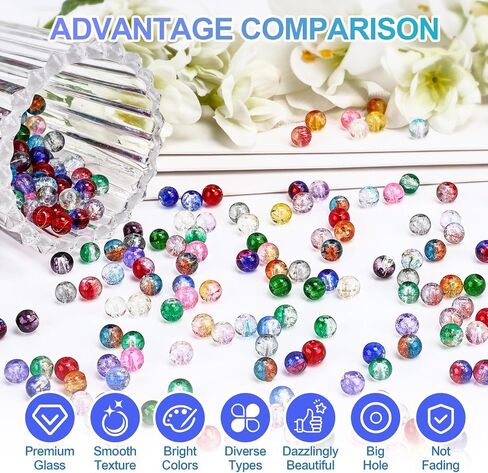 XSEINO 1200PCS 6mm Pearl Glass Beads Bracelet Making Kit, 24 Assorted Color Series Crystal Beads for Jewelry Making and DIY Crafts, Friendship Bracelets in Kuwait