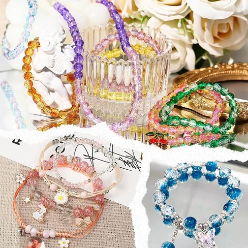 XSEINO 1200PCS 6mm Pearl Glass Beads Bracelet Making Kit, 24 Assorted Color Series Crystal Beads for Jewelry Making and DIY Crafts, Friendship Bracelets in Kuwait