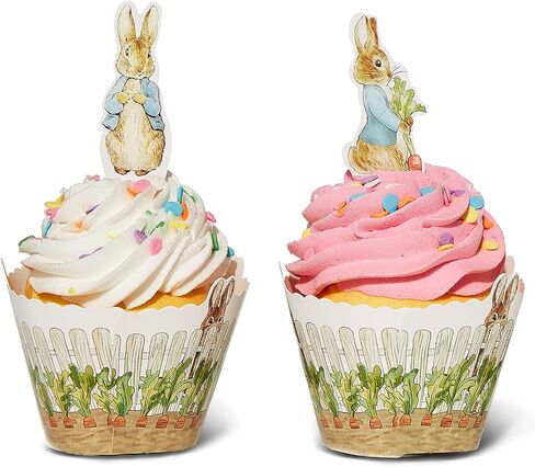 Peter Rabbit Cupcake Decoration - Party Supplies and Baby Shower Essentials - Set of 12 Pieces Cupcake Topper and 24 Pieces Cupcake Wrapper in Saudi Arabia