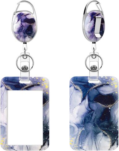 Soleebee 28'' Retractable Badge Reel with Vertical Badge Holder, Retractable Carabiner Keychain with Belt Clip ID Name Card Holder for Nurse Student Teacher (Purple) in Saudi Arabia