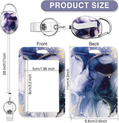 Soleebee 28'' Retractable Badge Reel with Vertical Badge Holder, Retractable Carabiner Keychain with Belt Clip ID Name Card Holder for Nurse Student Teacher (Purple) in Saudi Arabia