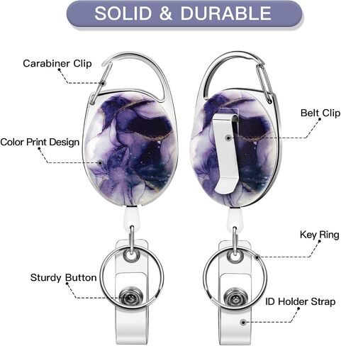 Soleebee 28'' Retractable Badge Reel with Vertical Badge Holder, Retractable Carabiner Keychain with Belt Clip ID Name Card Holder for Nurse Student Teacher (Purple) in Saudi Arabia