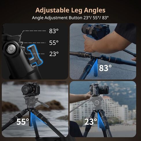 SmallRig FT-S303 FreeSpeed Carbon Fiber Tripod, 59'' Travel Video Tripod with One-Twist Height Adjustment, 360° Fluid Head, Dual-Mode QR Plate, Weighs 6.4lbs, Max Load 13.2lbs / 6kg for Camera-4643 in Kuwait